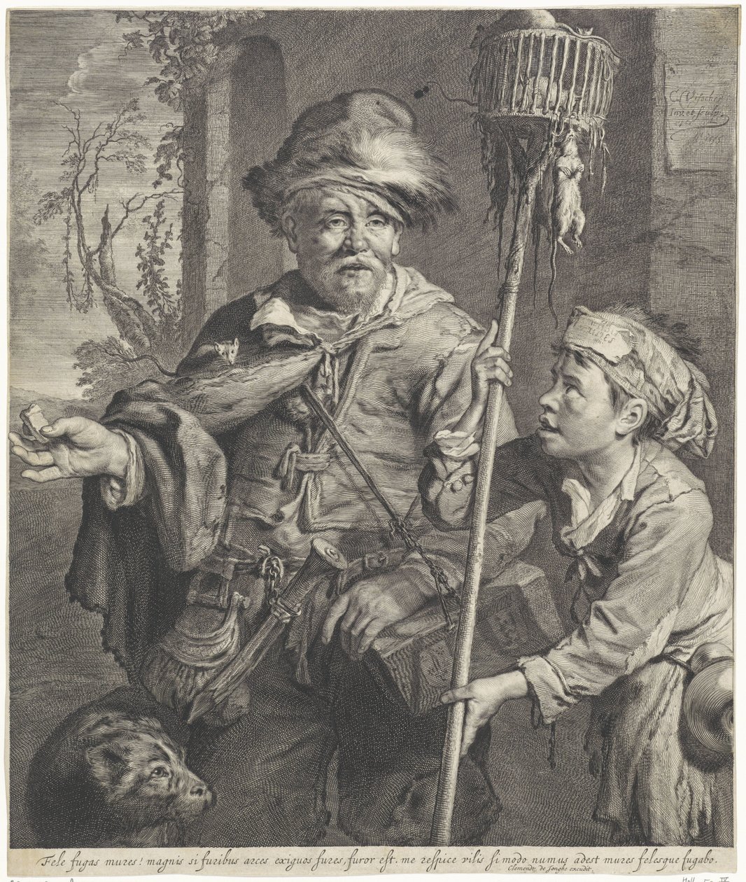 Pied Piper med sin tjener av Cornelis Visscher (II)