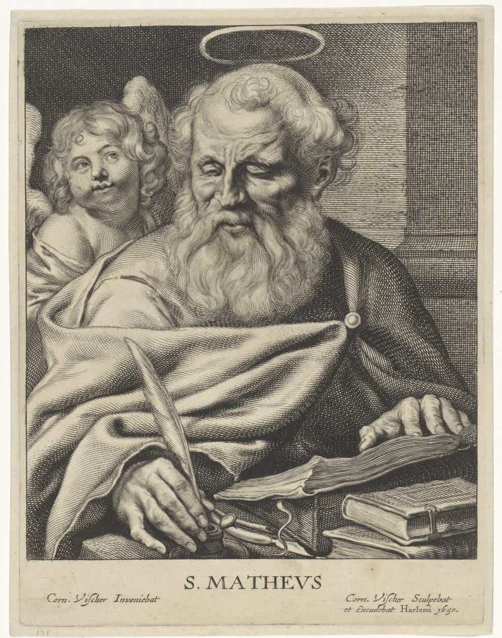 Evangelist Mattheüs S. MATHEVS (tittel på objekt) Vier evangelisten (serietittel) av Cornelis Visscher (II)