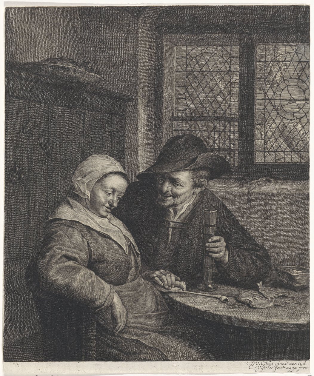 gammelt par Den salte Scholletje av Cornelis Visscher (II)