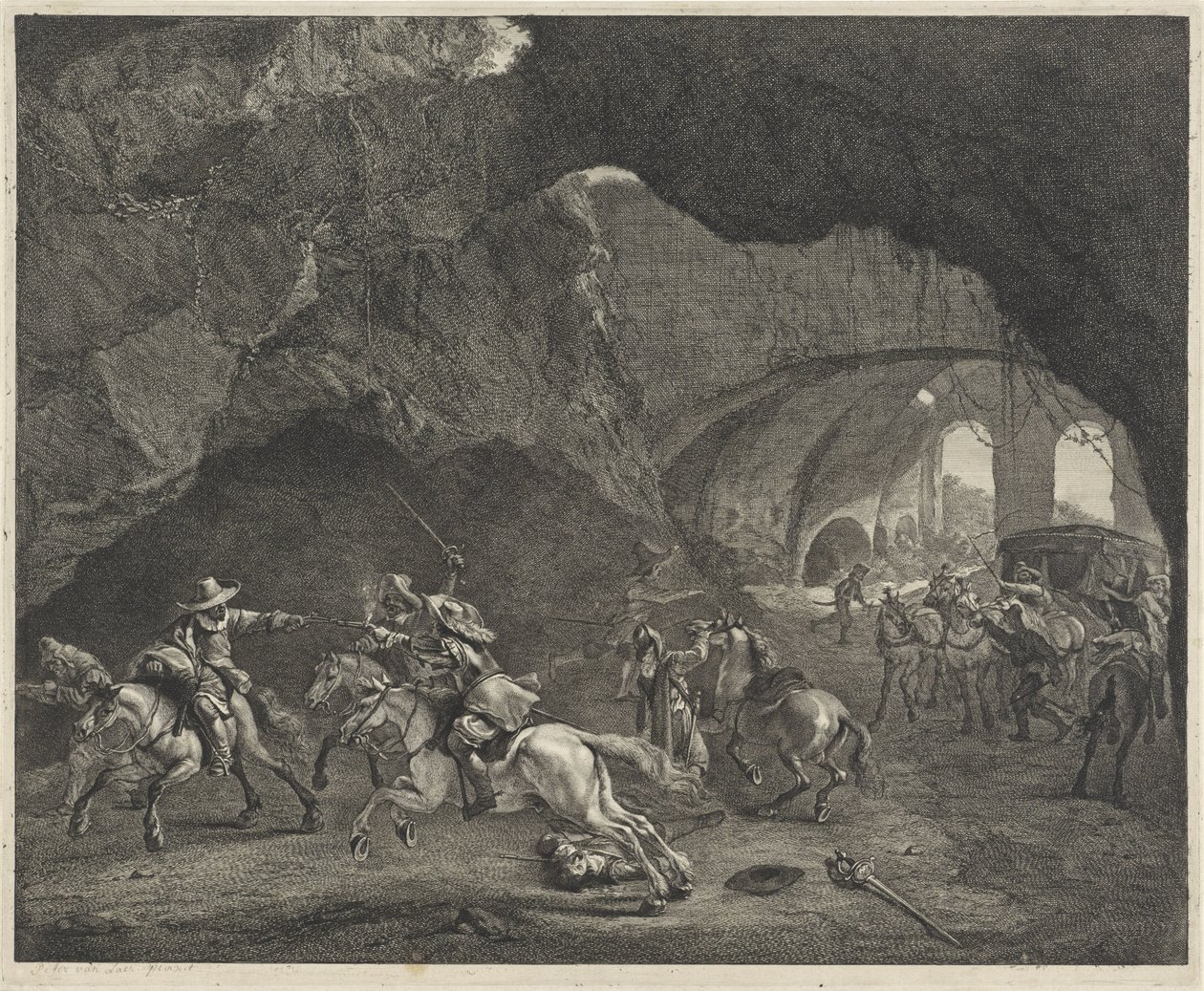 Skudd under et ran av Cornelis Visscher (II)