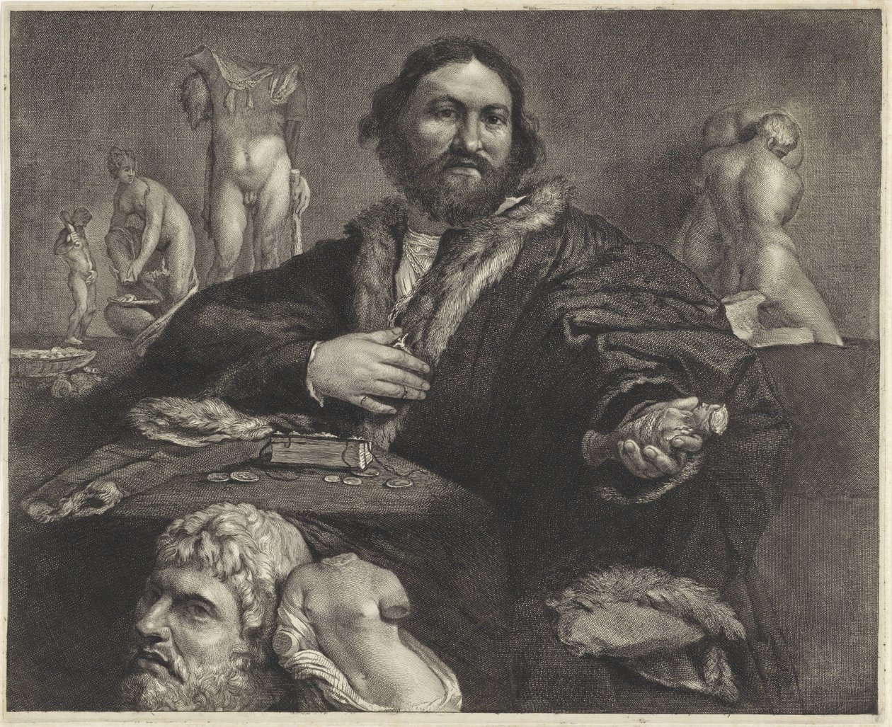 Portrett av samleren Andrea Odoni Portrett av Andrea Odoni av Cornelis Visscher (II)