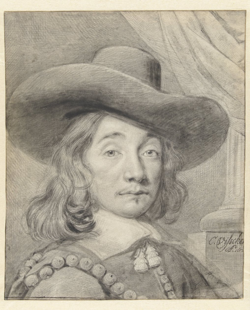 Selvportrett med hatt av Cornelis Visscher (II)