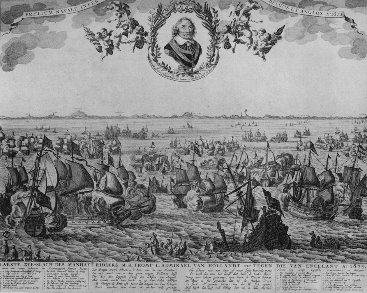 Slaget ved Scheveningen, c1653 av Cornelis Visscher