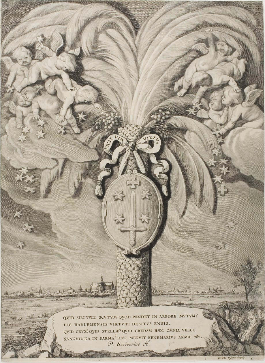 Våpenskjold fra Haarlem, sluttside til grever og grevinner av Holland, Zeeland og Vest-Frisia av Cornelis Visscher