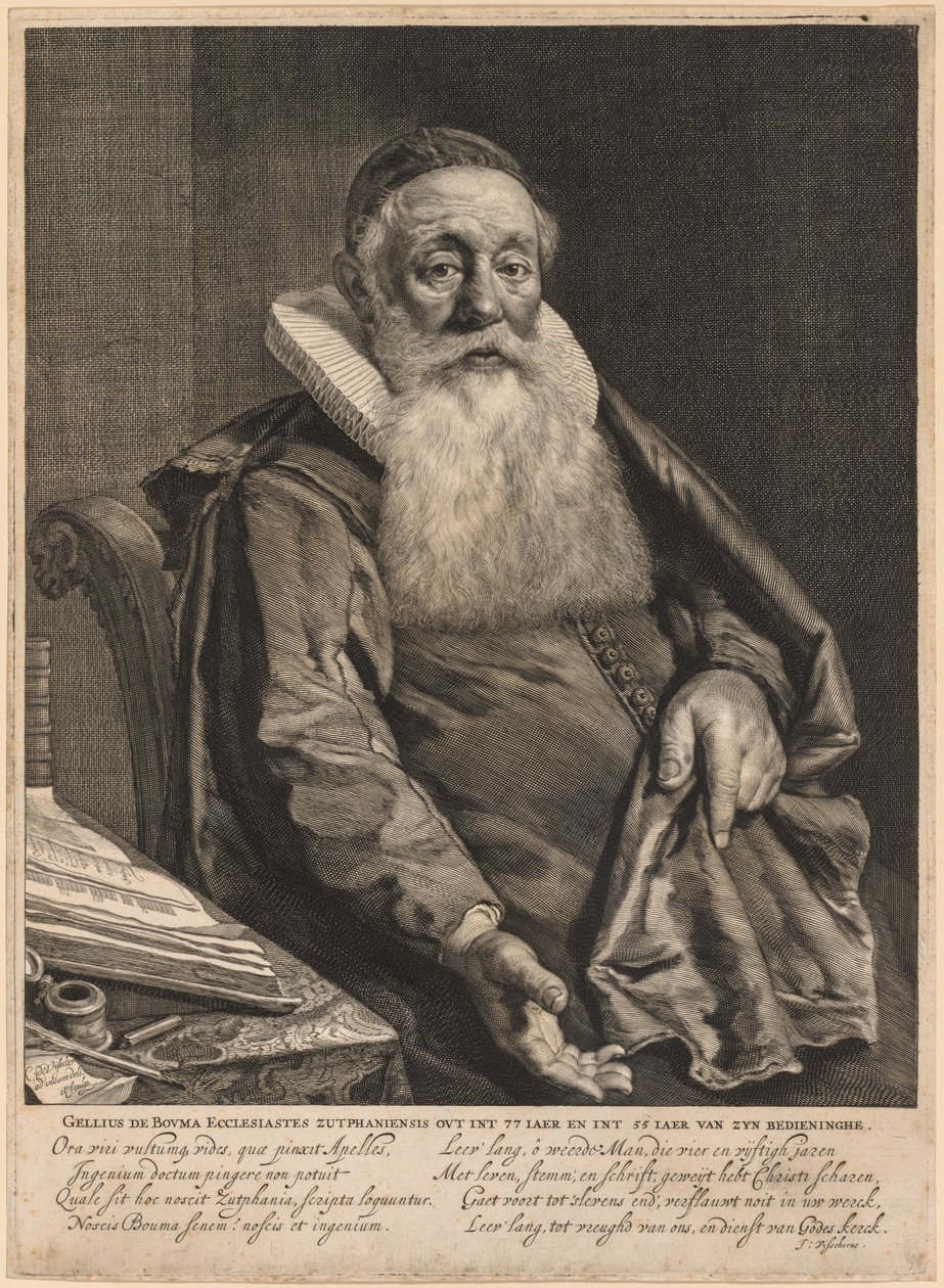 Gellius de Bouma, minister for evangeliet i Zutphen. av Cornelis Visscher