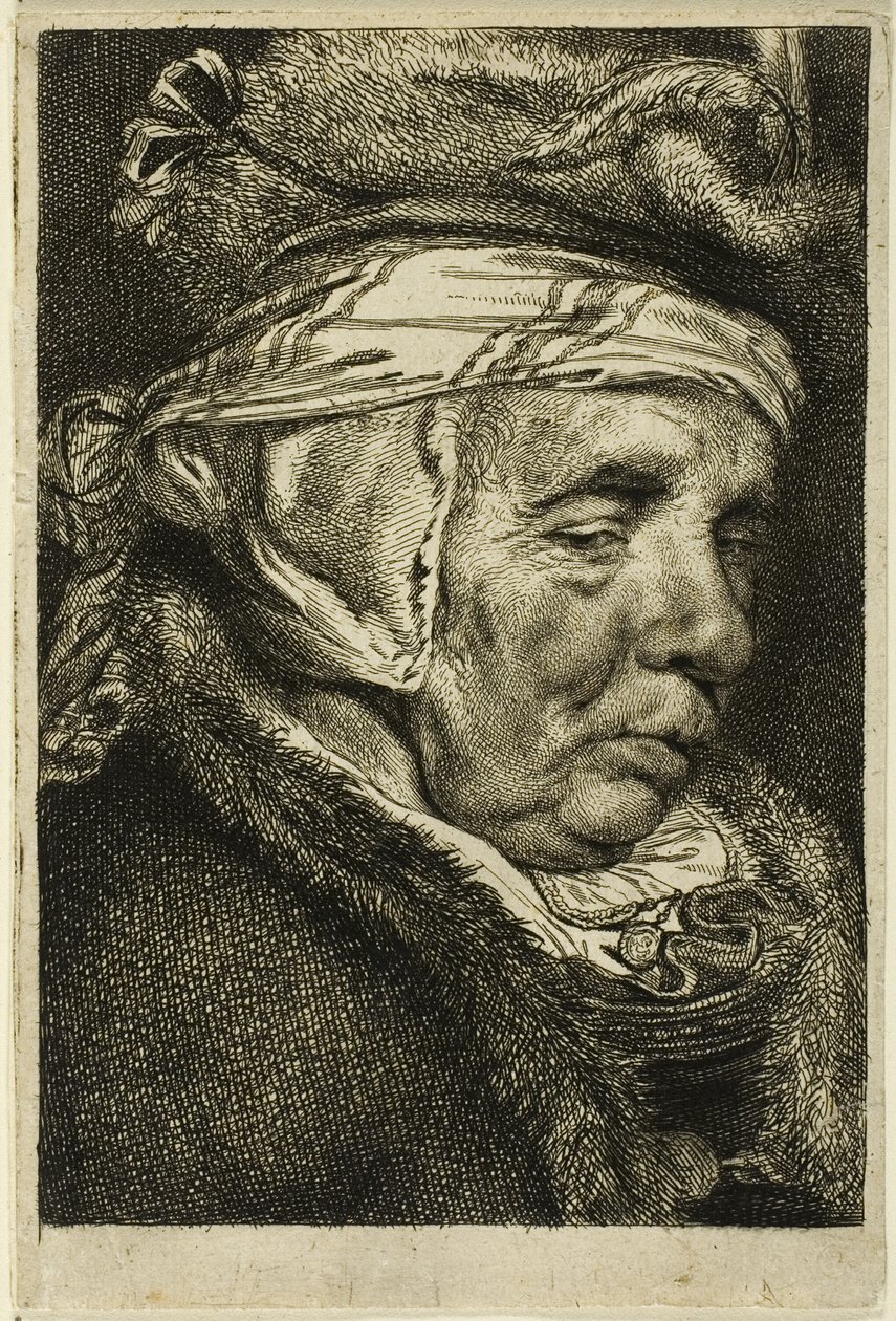 Hodet til en gammel kvinne av Cornelis Visscher
