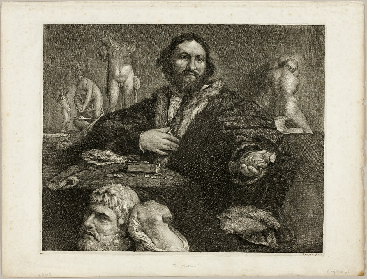 Portrett av Andrea Odoni, fra Cabinet Reynst; Cabinet Reynst: Graveringer av forskjellige bilder malt av kjente kunstnere av Cornelis Visscher