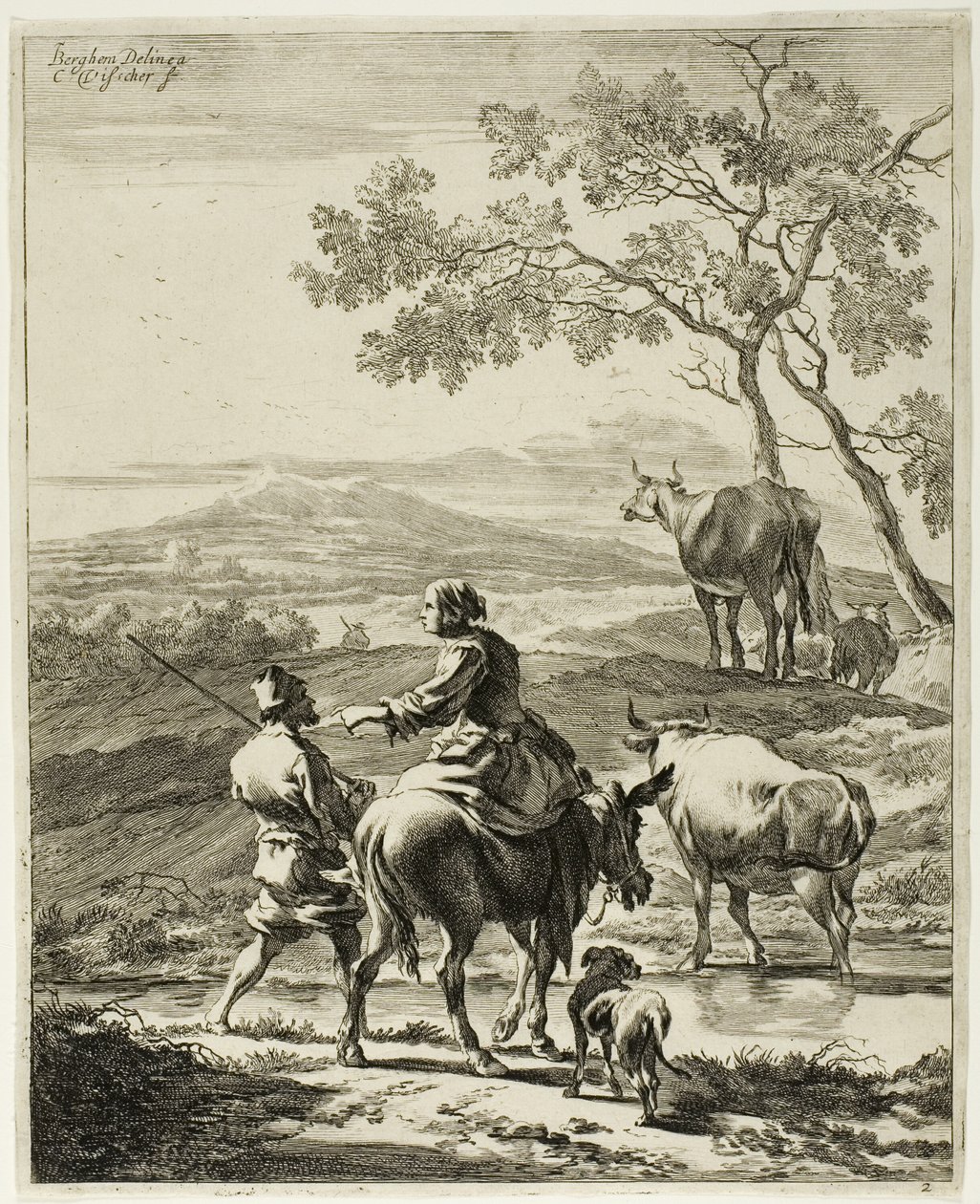 Kvinne på et esel av Cornelis Visscher