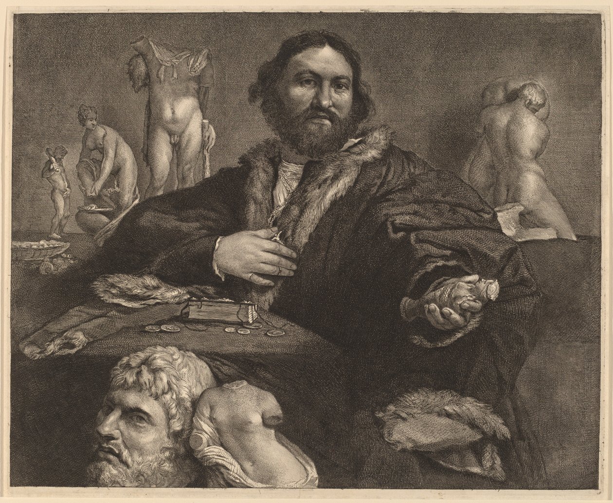 Andrea Odoni av Cornelis Visscher after Lorenzo Lotto