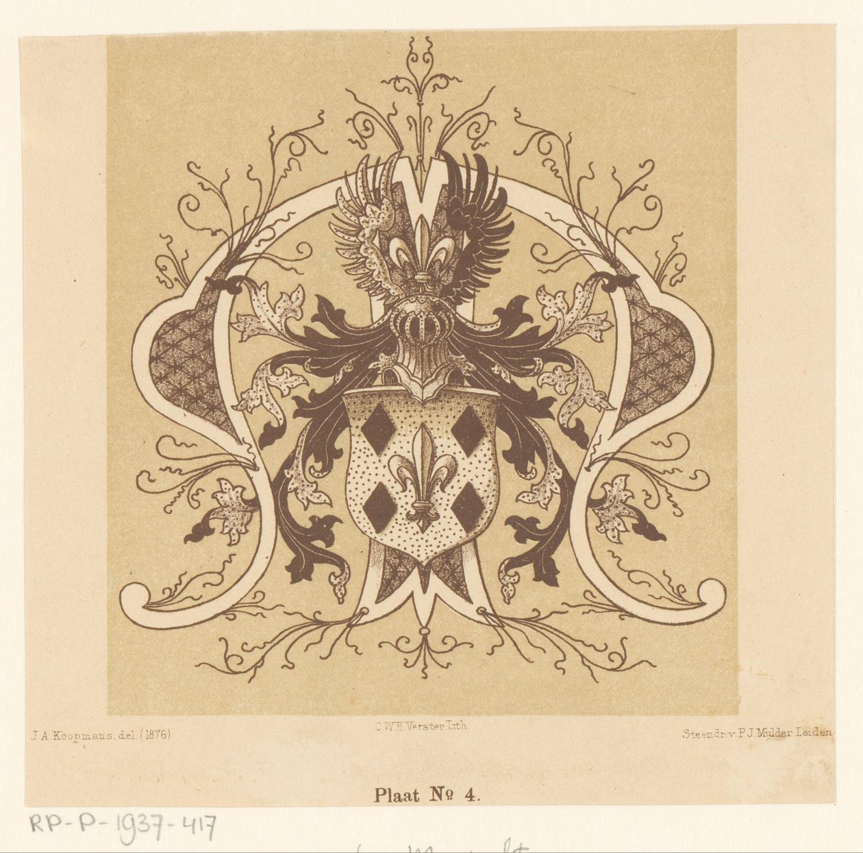 Heraldisk våpenskjold fra Van Mansvelt-familien av Cornelis Willem Hendrik Verster van Wulverhorst