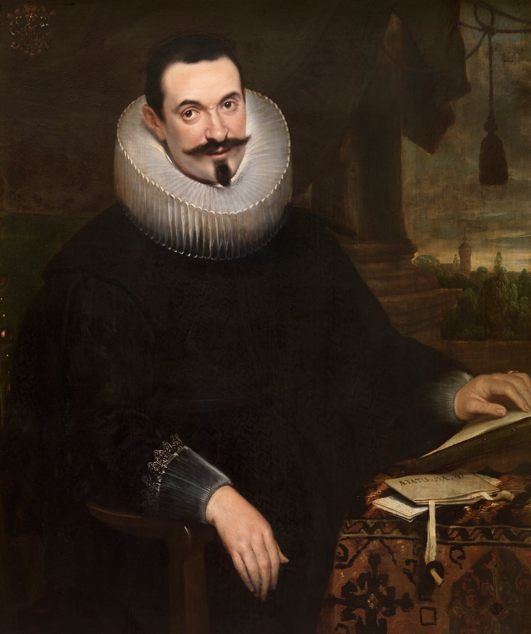 Barthel van den Berghe, notarius (olje på lerret) (par til 471108) av Cornelis de (attr. to) Vos
