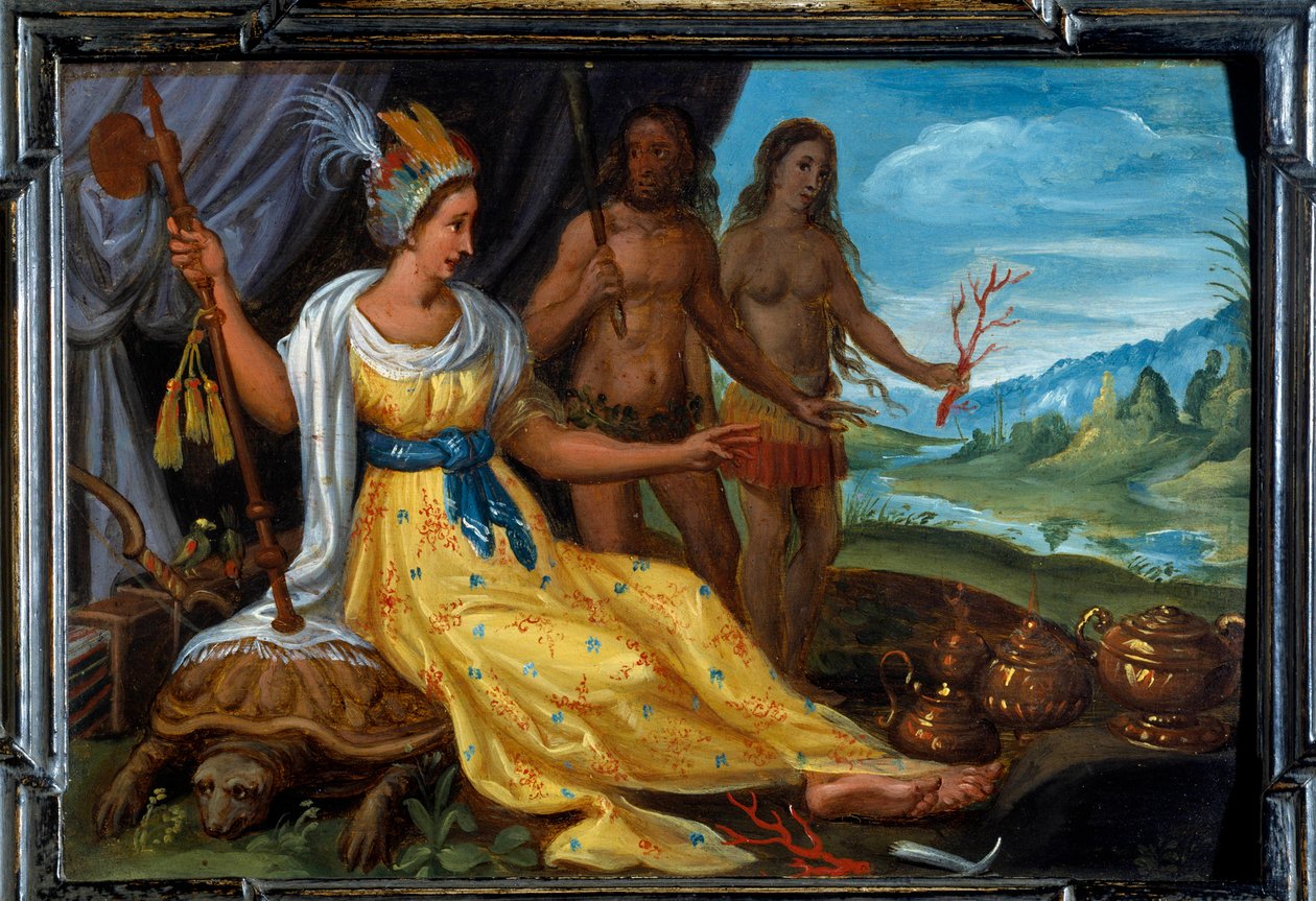 Fire deler av verden: Amerika. Maleri av Cornelis De Baellieur (1607-1671), flamsk skole av Cornelis de I Baellieur
