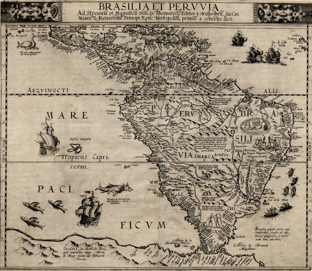 Brasil og Peru av Cornelis de Jode