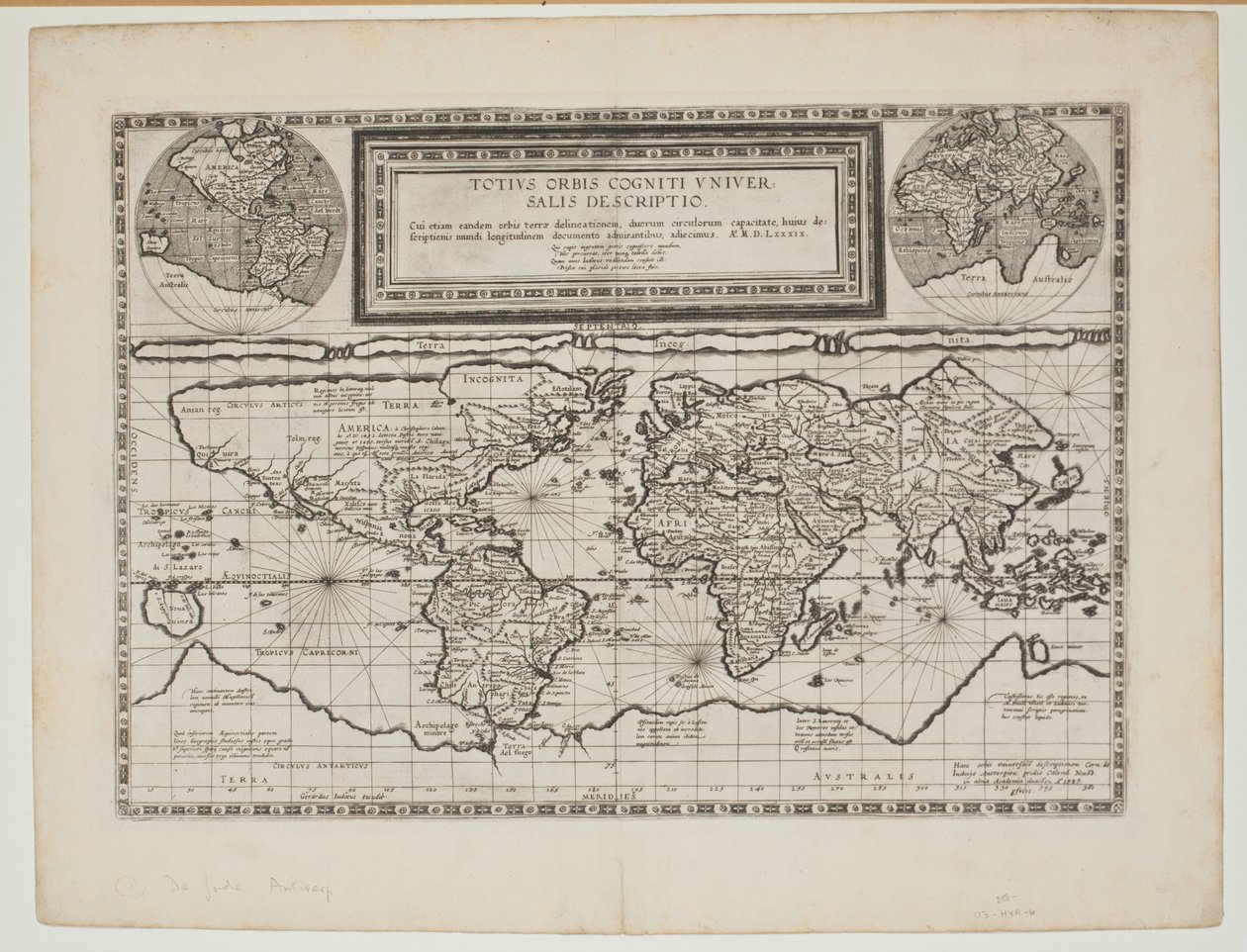 Verdens kognitive universelle beskrivelse, Antwerpen, 1593 av Cornelis de Jode
