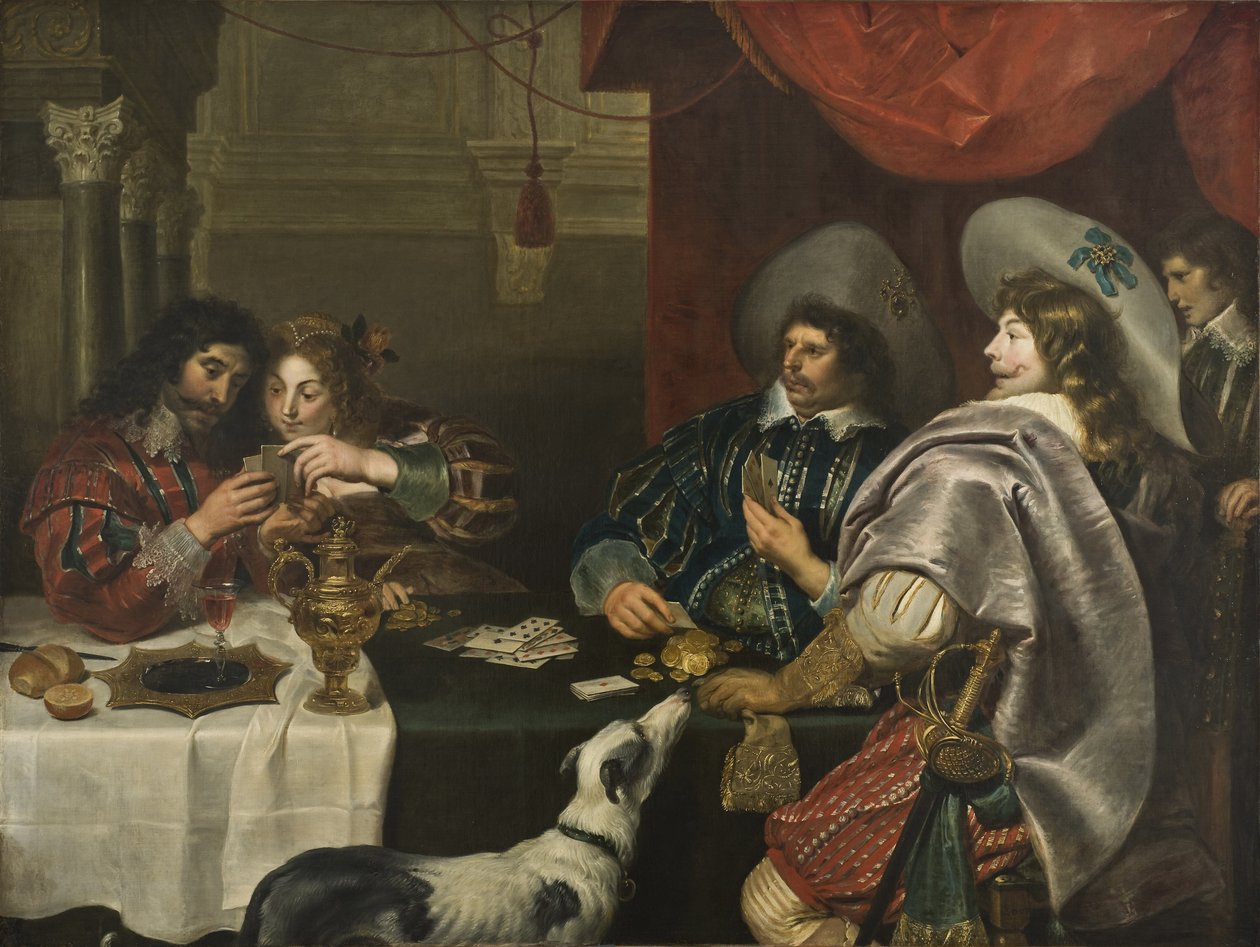 Kortspillet - Kortspillet, av Vos, Cornelis de (1584-1651). Olje på lerret. Størrelse: 171x228cm. Nationalmuseum Stockholm av Cornelis de Vos