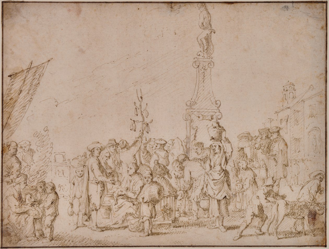 italiensk markedsscene av Cornelis de Wael