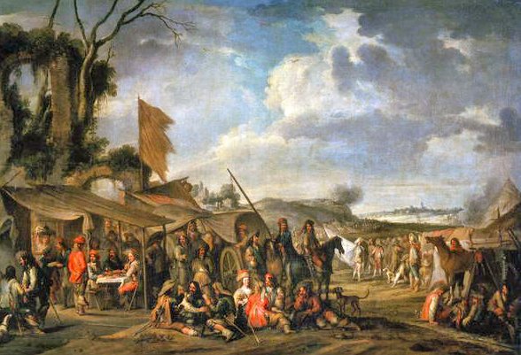 Militærleir ved noen ruiner av Cornelis de Wael