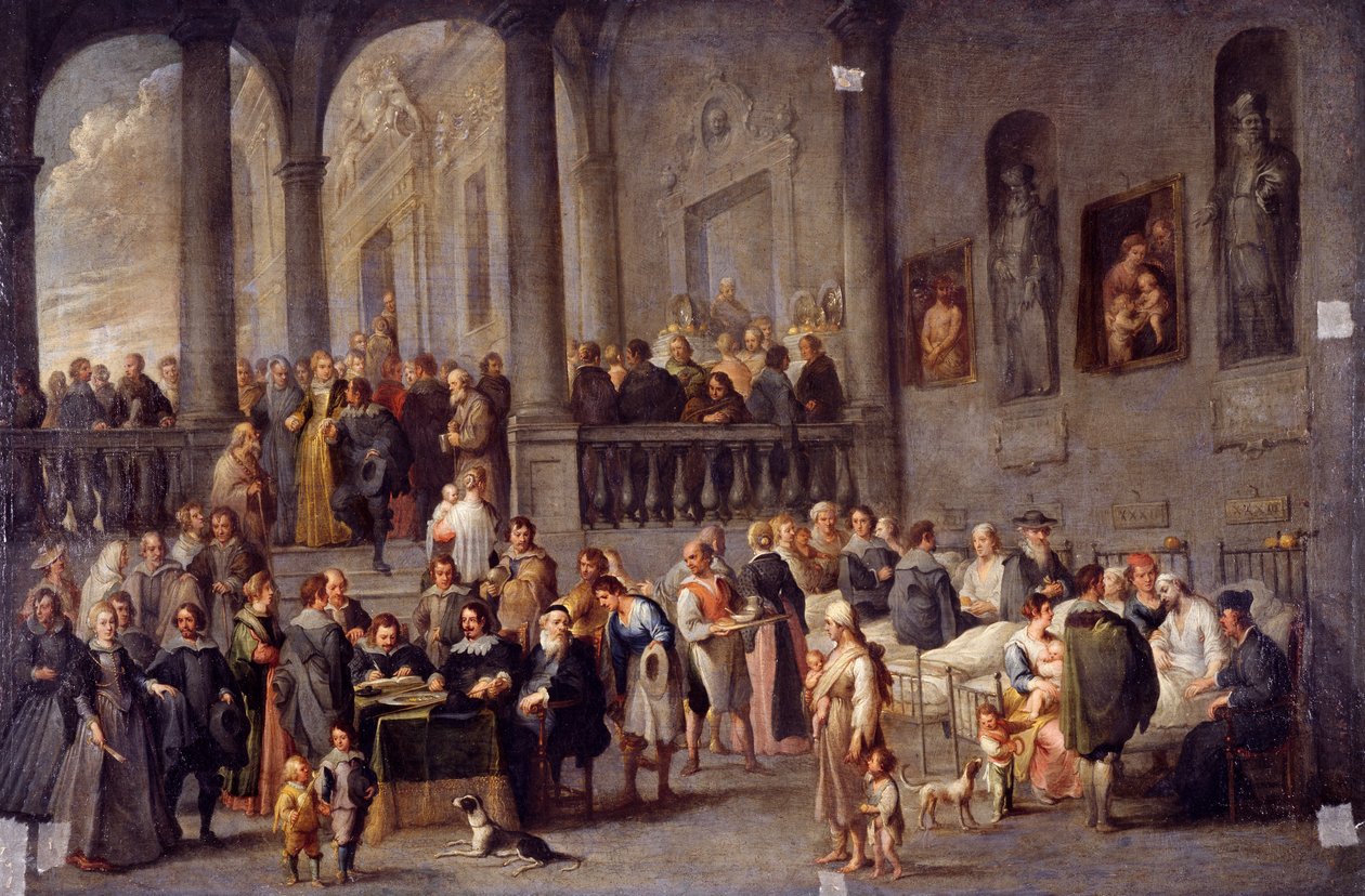 Å besøke de syke, fra de syv barmhjertighetens verk, etter 1625 av Cornelis de Wael