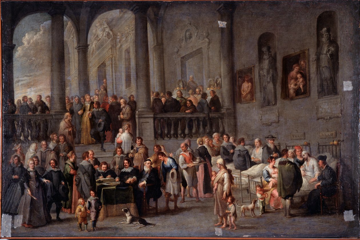 "Besøk de syke" Maleri av Cornelis De Wael (1592-1667) (ec flam) etter 1625 Dim 100x150 cm Genes, Musei di Strada Nuova (tidligere Palazzo Bianco) av Cornelis de Wael