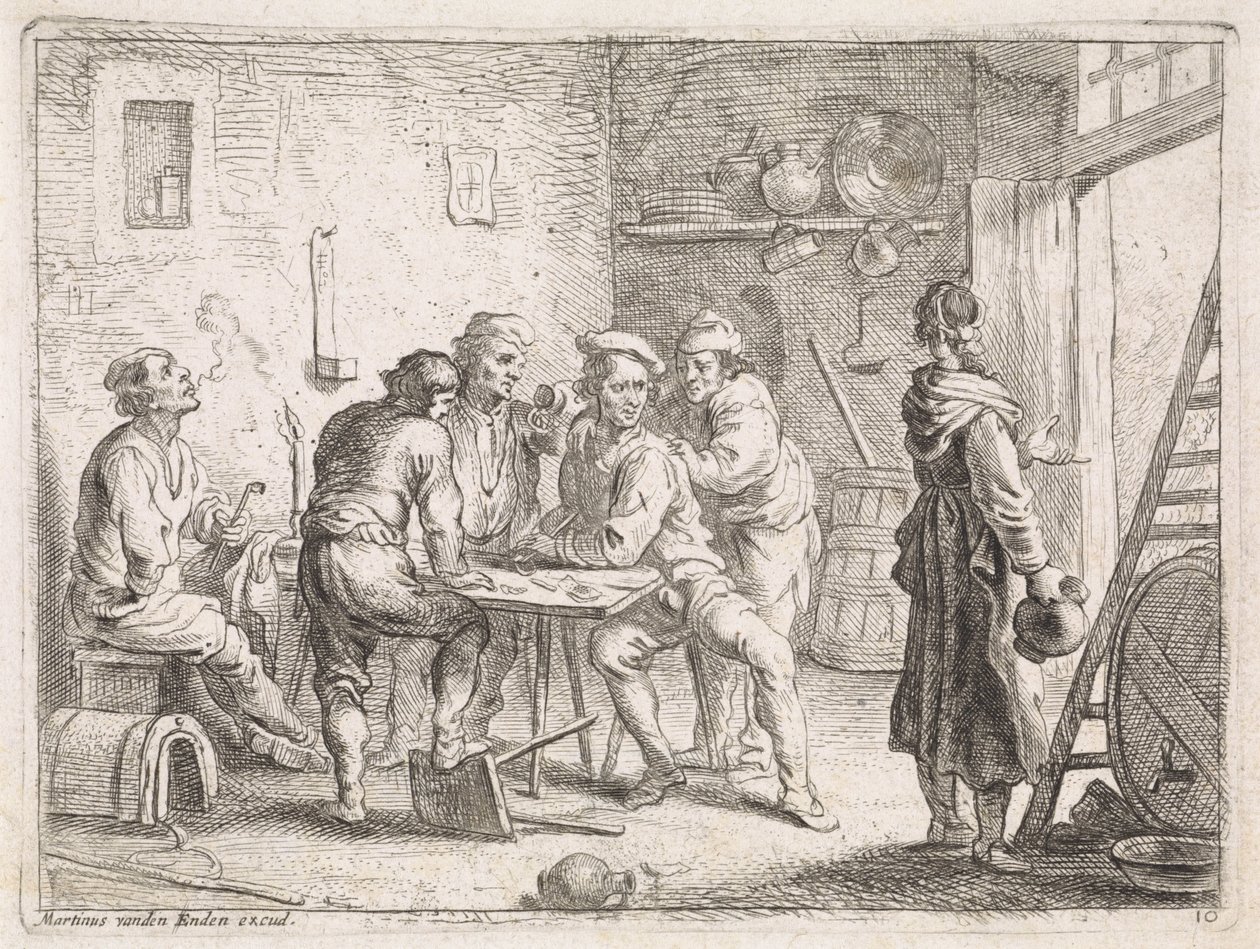 Kvinne forlater et vertshus av Cornelis de Wael