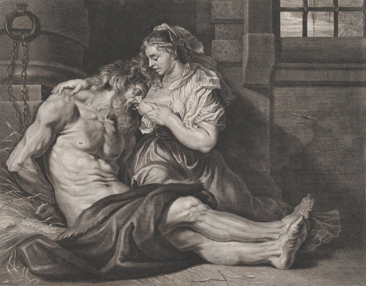 Cimon og Pero, ca. 1650-80. av Cornelis van Caukercken