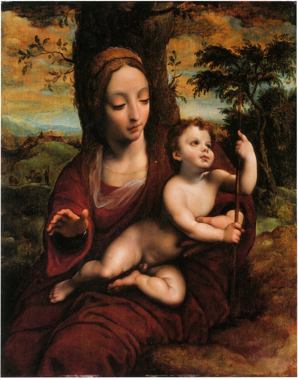 Madonnaen og barnet i et landskap av Cornelis van Cleve
