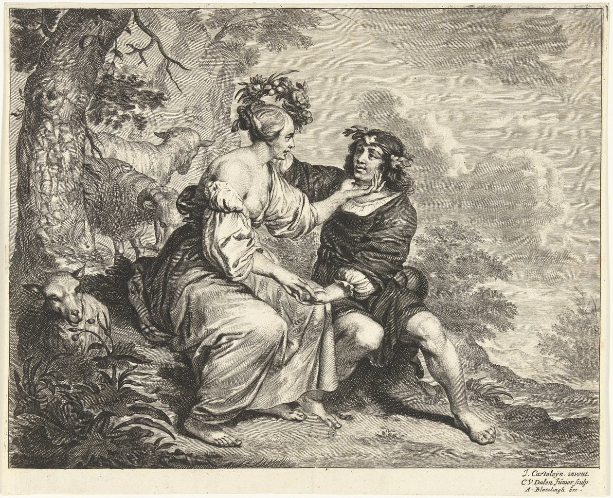 Gjeter og gjeterinne i landskap av Cornelis van Dalen (II)