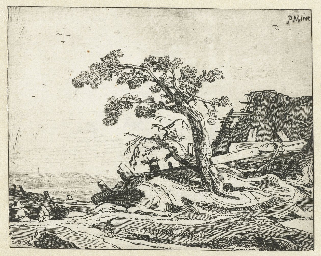 Landskap med tre Fire landskap (serietittel) av Cornelis van Kittensteyn (attributed to)