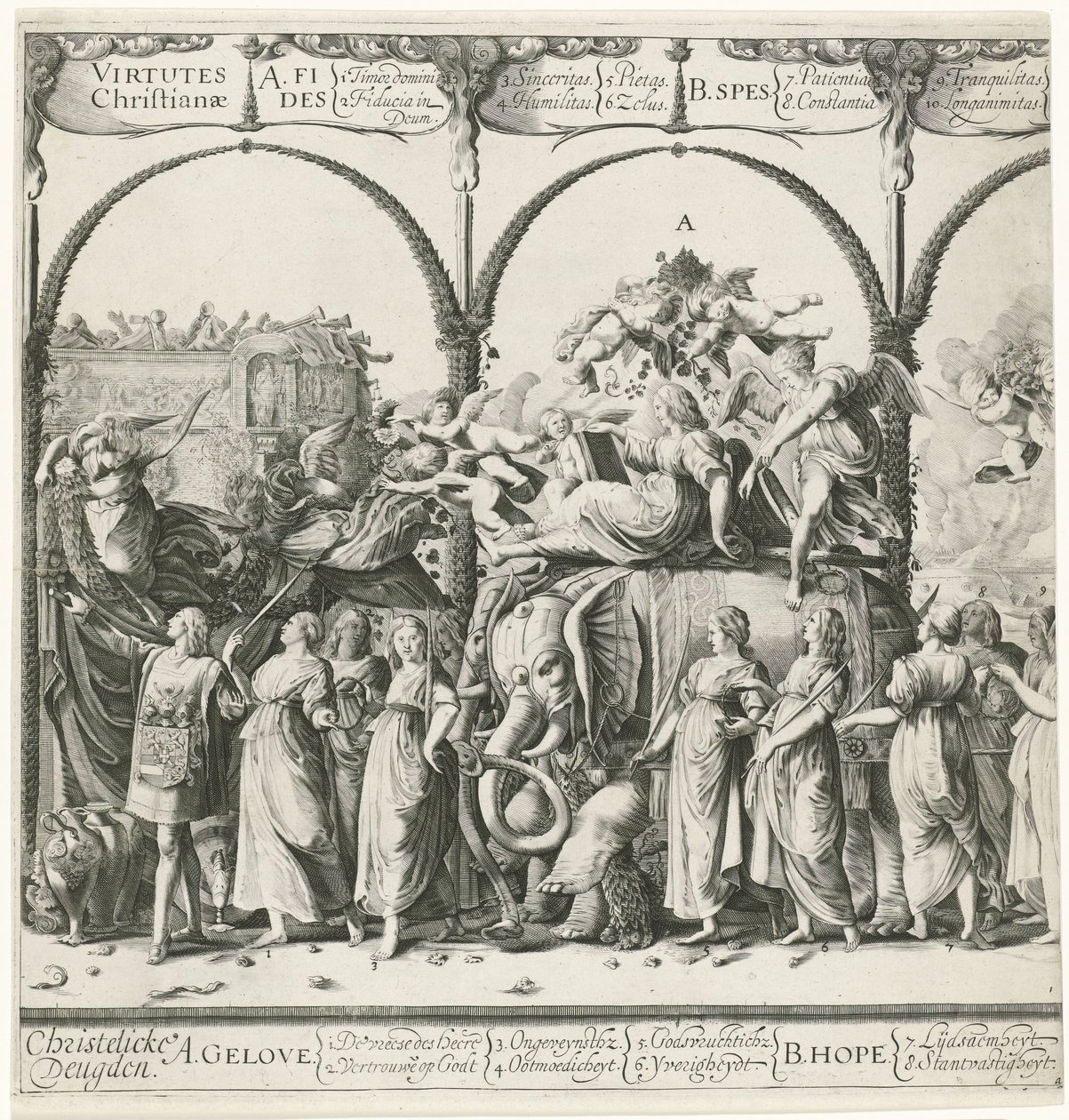 Triumftog av William av Orange, plate a Currus triumphalis Illustris / Triumfprosesjon av William av Orange (serietittel) av Cornelis van Kittensteyn
