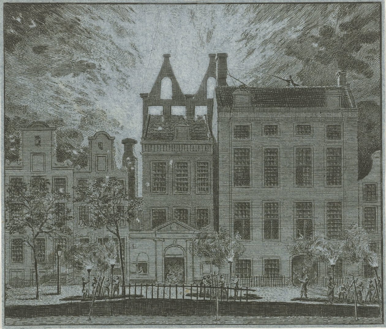 Brann i Amsterdam Schouwburg, 1772 av Cornelis van Noorde