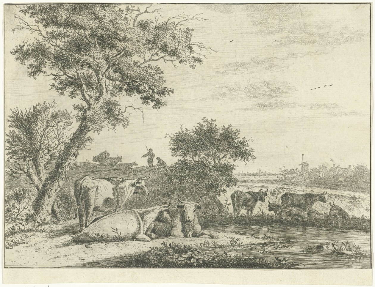 Landskap med kyr av Cornelis van Noorde
