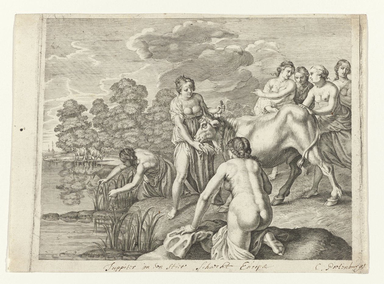 Jupiter spiller sjakk i Europa Metamorphoses of Ovid (serietittel) av Cornelis van Poelenburch (possibly)
