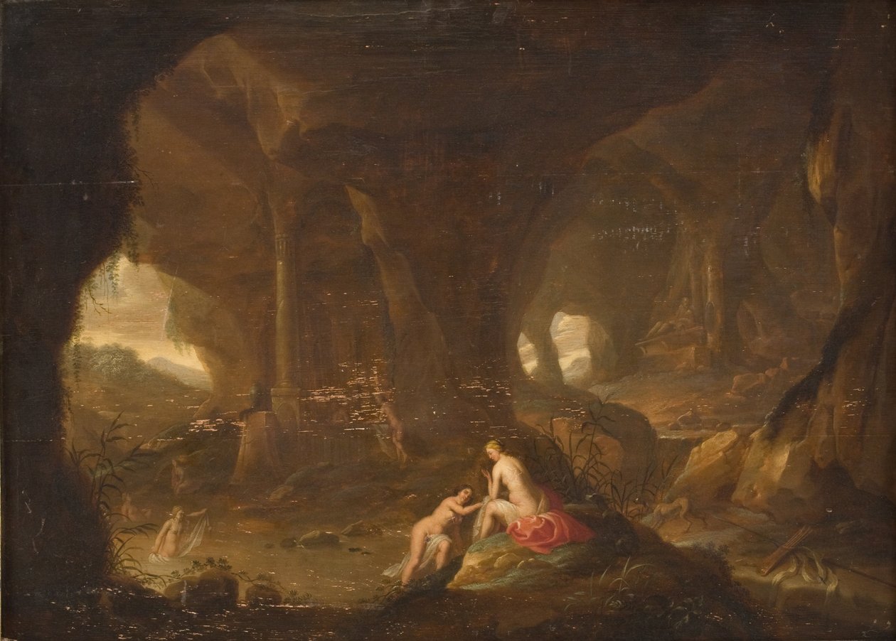 Badende nymfer i et landskap av Cornelis van Poelenburch