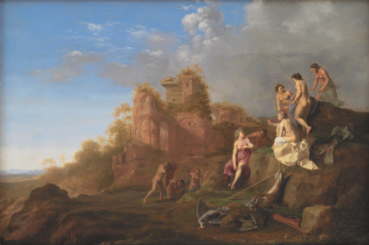 Diana og nymfene hennes av Cornelis van Poelenburch