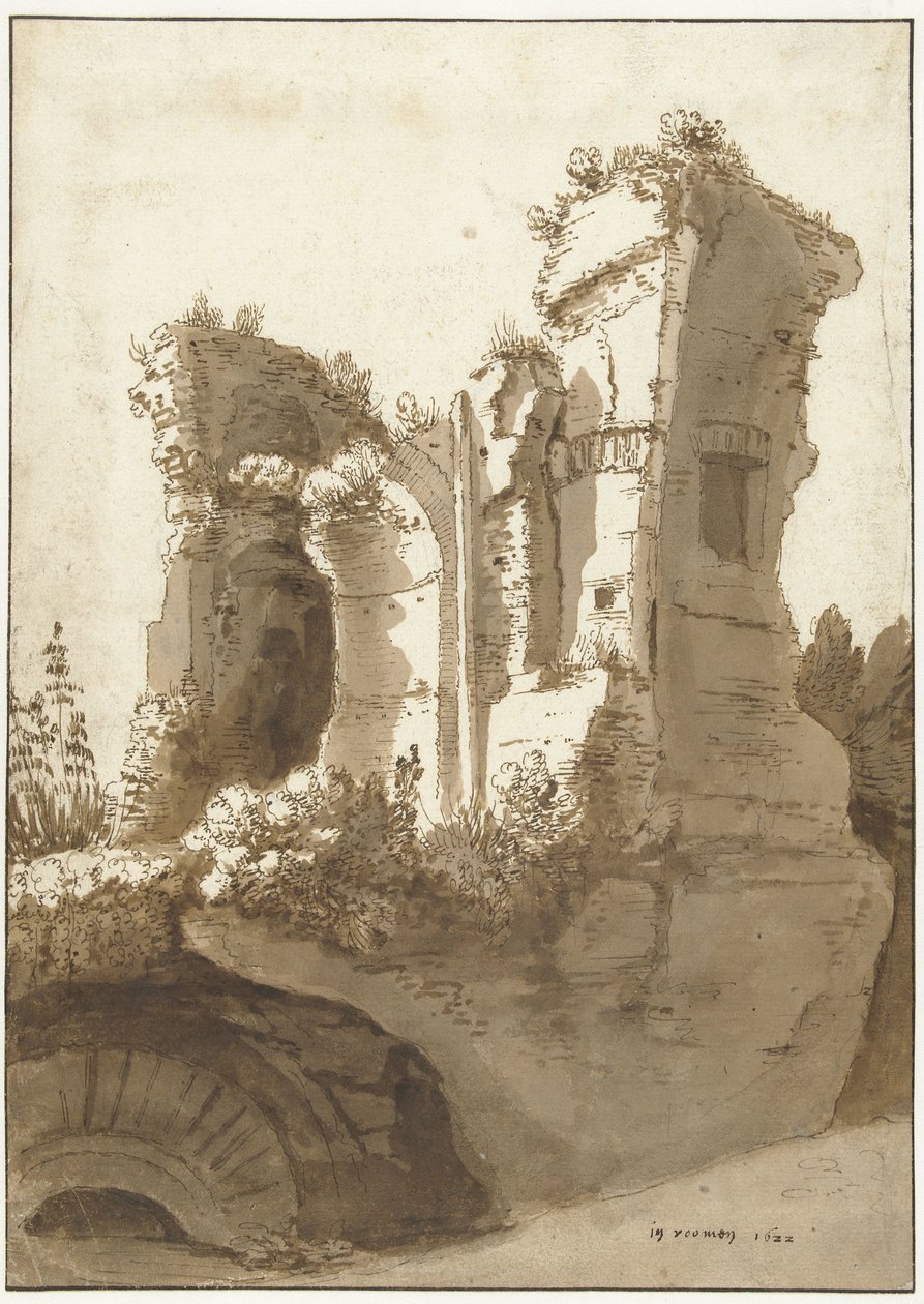 Ruin av det såkalte Palazzo Maggiore på Palatinerhøyden av Cornelis van Poelenburch