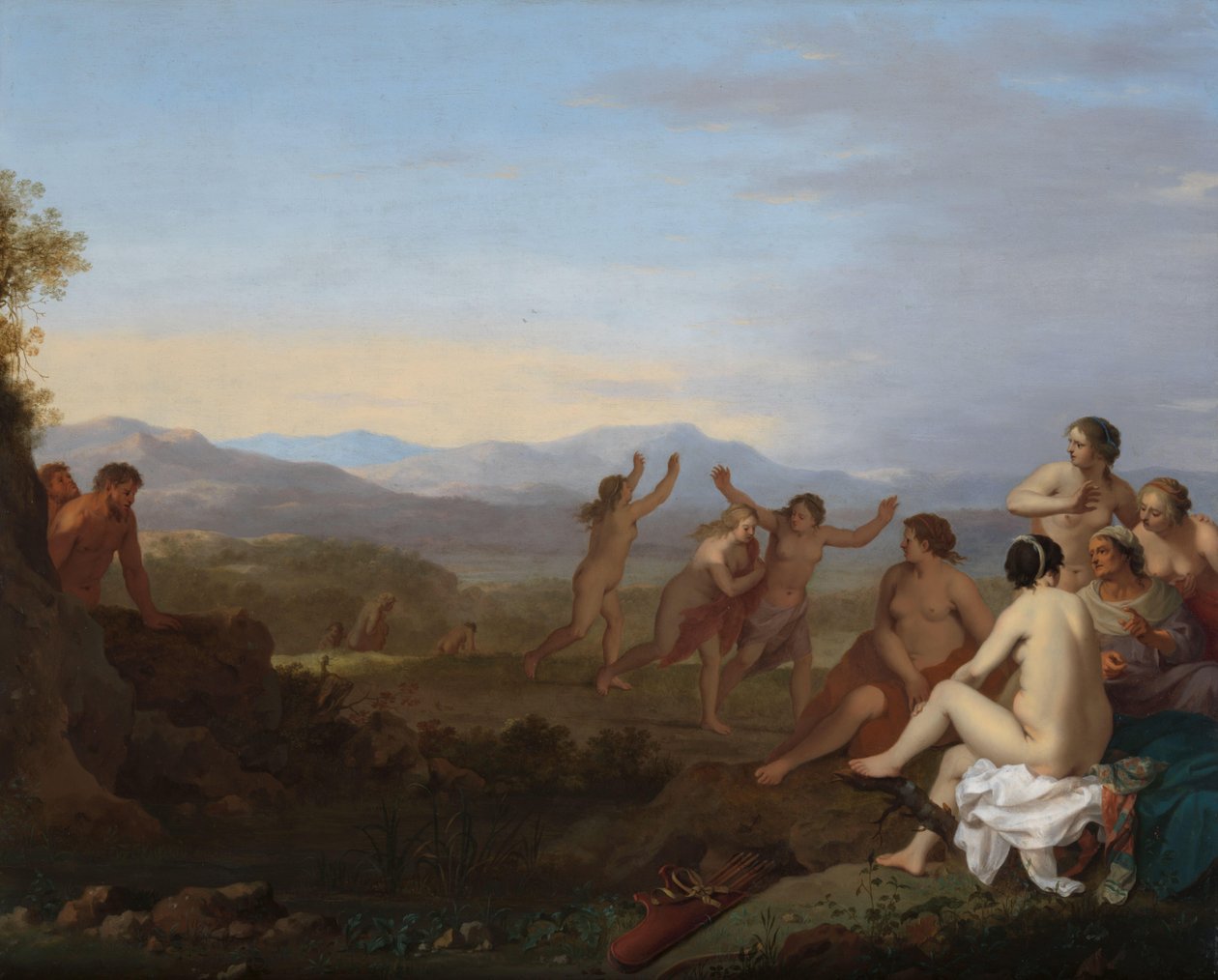 Satyrer som spionerer på nymfer Satyrer som titter på nymfer av Cornelis van Poelenburch