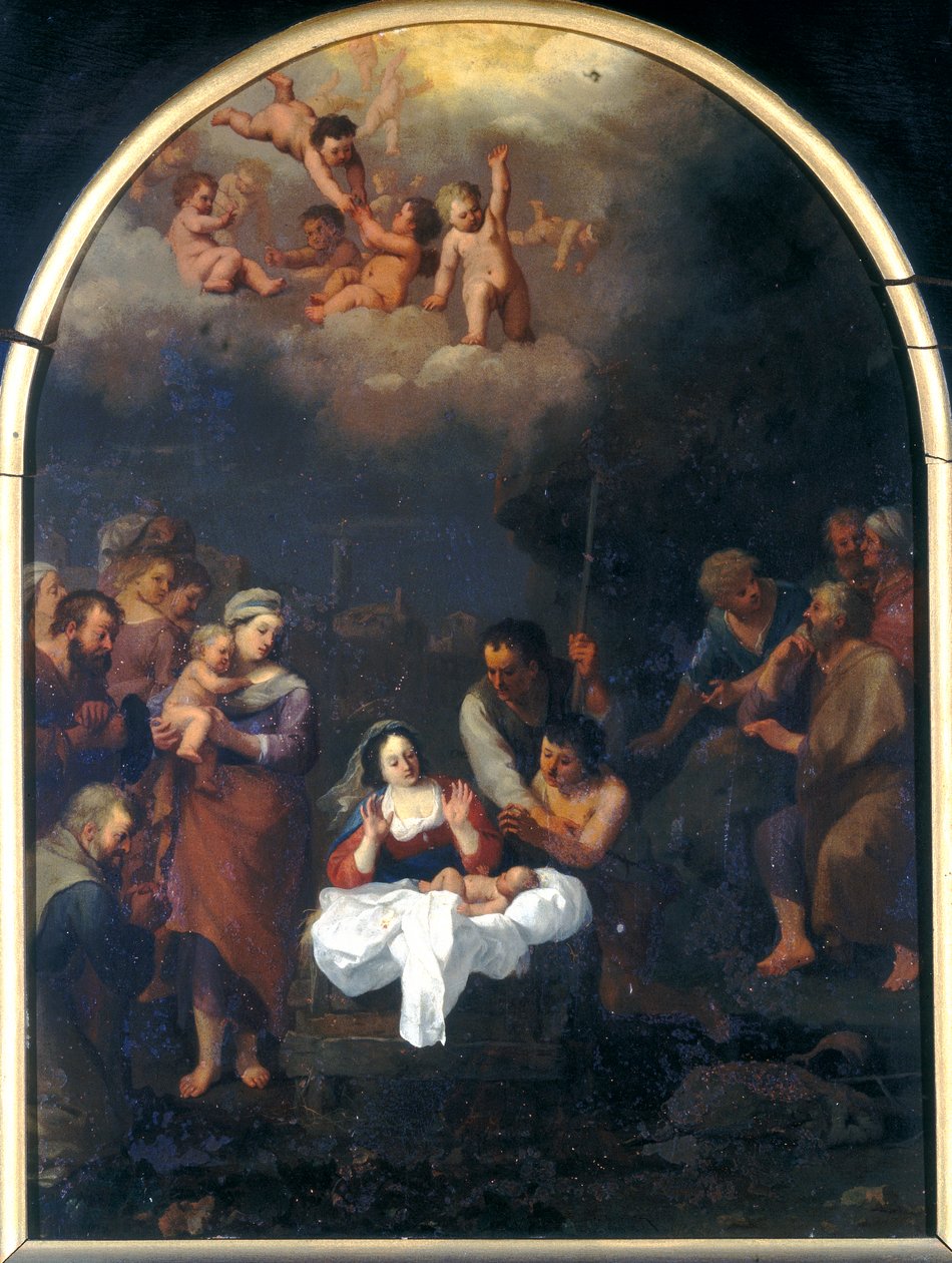 Tilbedelse av gjeterne av Cornelis van Poelenburgh or Poelenburch