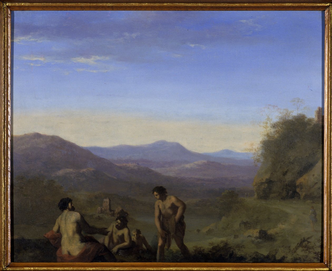 Arkadisk landskap (olje på kobber) av Cornelis van Poelenburgh or Poelenburch