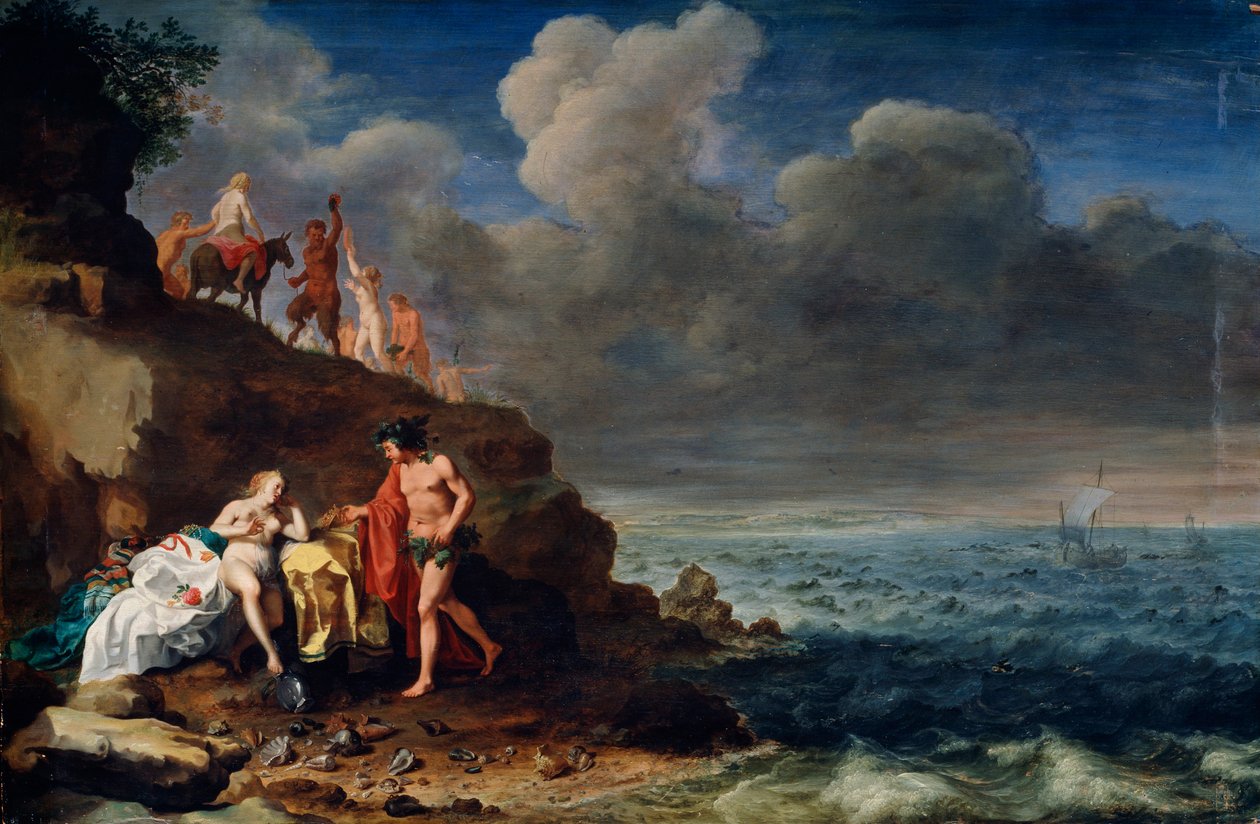 Bacchus og Ariadne på øya Naxos, 1600-tallet av Cornelis van Poelenburgh or Poelenburch