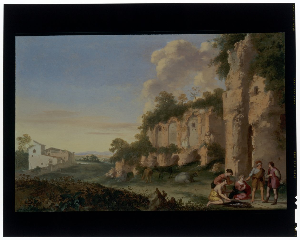 Cardsharps i et landskap av Cornelis van Poelenburgh or Poelenburch