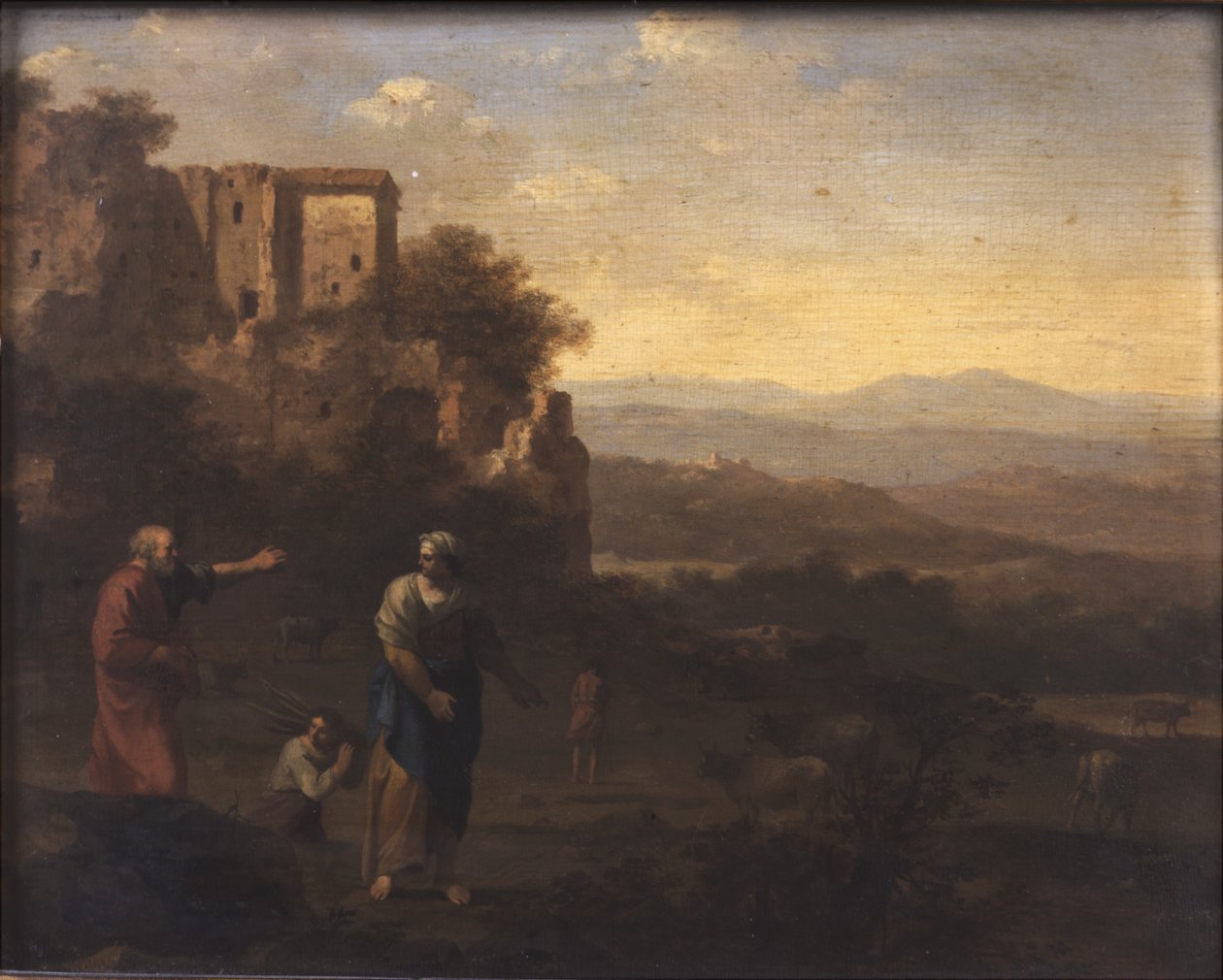 Forvisningen av Hagar og Ismael av Cornelis van Poelenburgh or Poelenburch