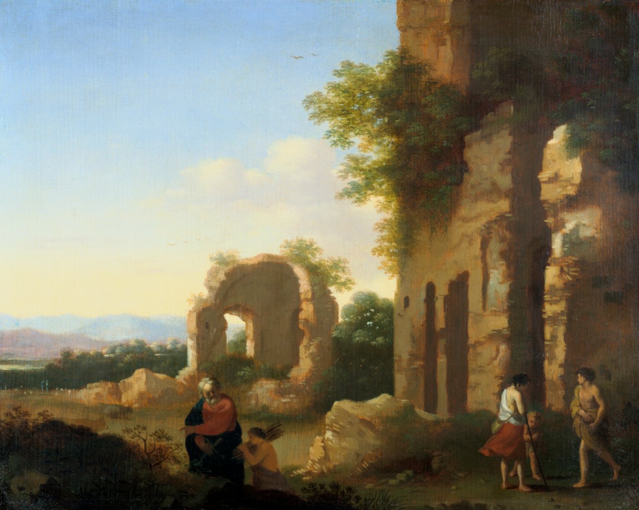 Abrahams og Isaks avgang, 1600-tallet av Cornelis van Poelenburgh or Poelenburch
