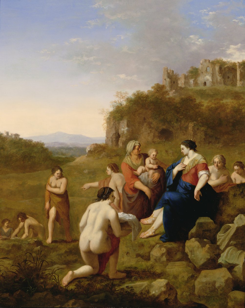 Funnet av Moses av Cornelis van Poelenburgh or Poelenburch