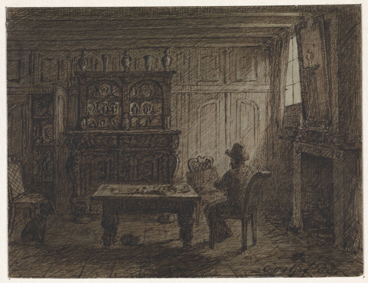 Mann som sitter i et rom av Cornelis van der Griendt