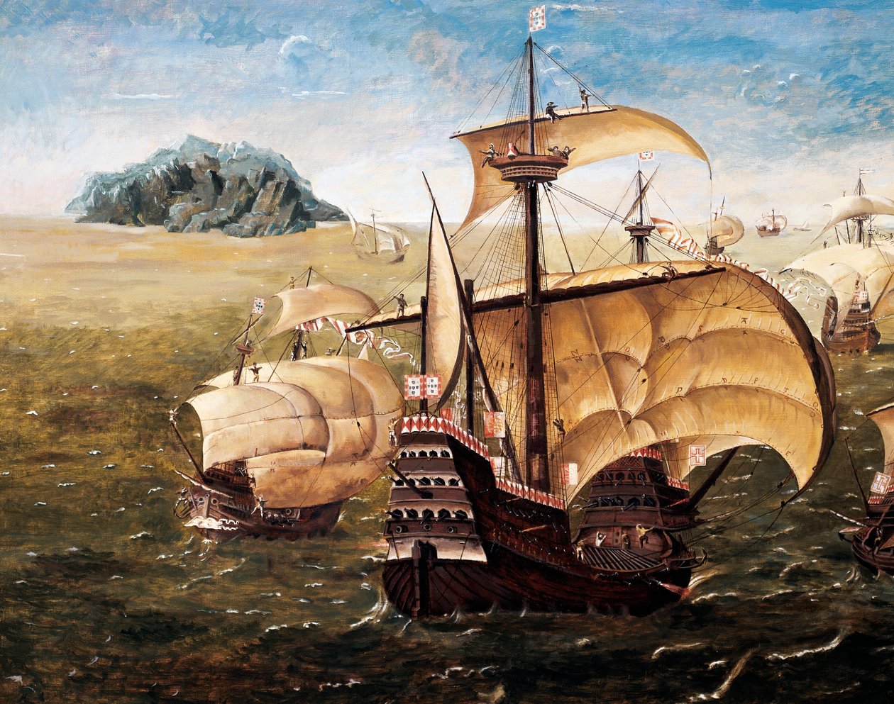 Den portugisiske flåten, kopi av maleri av Cornelis Anthonisz On (1499-1557) av Cornelisz Anthonisz