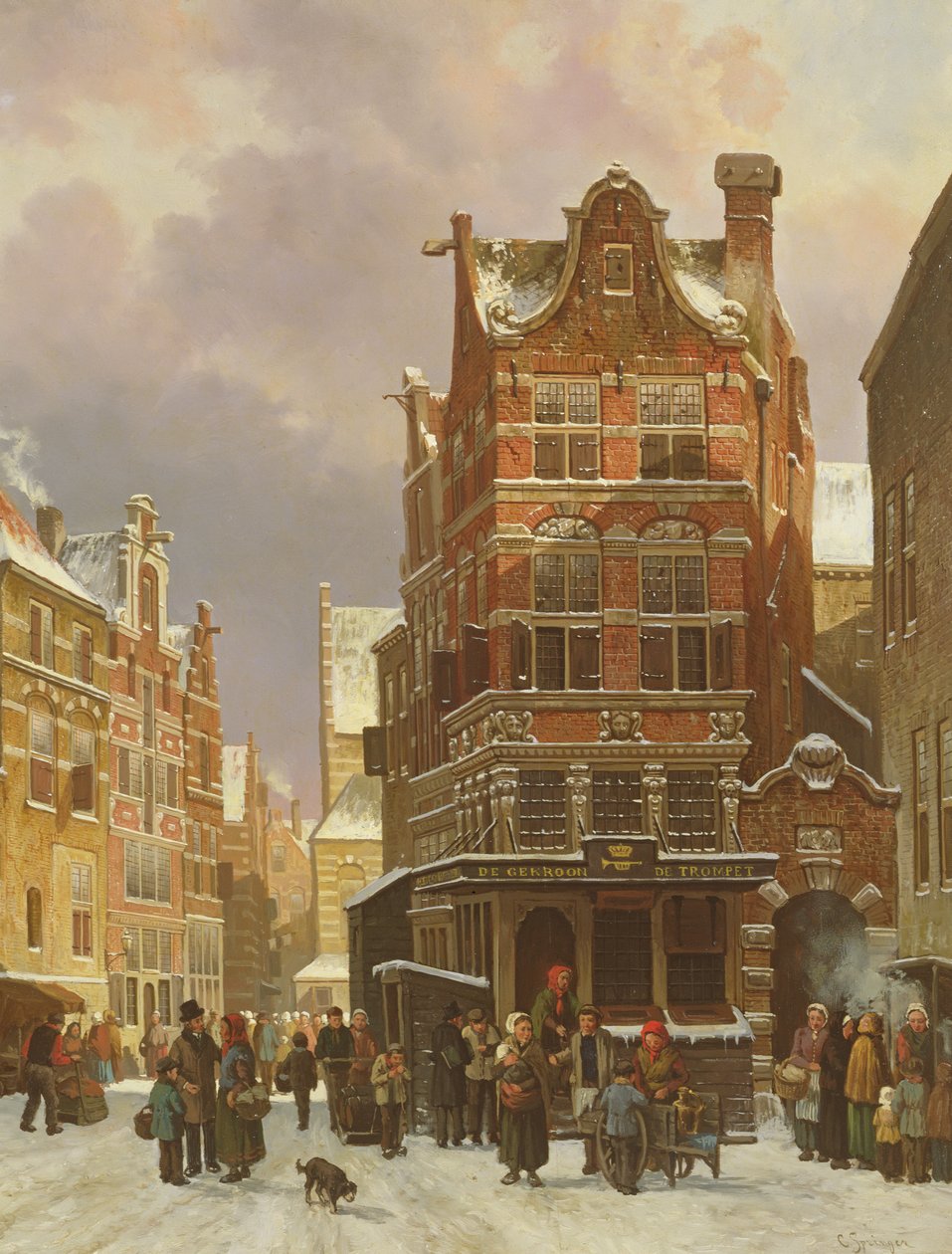 Belgia Street Scene, 1800-tallet av Cornelis Springer