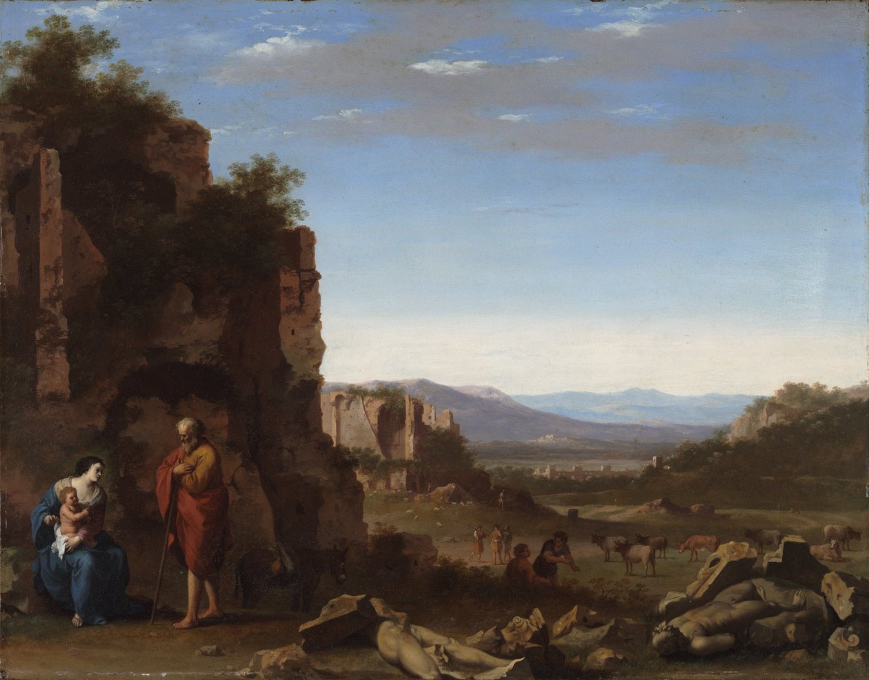 Resten på flyet til Egypt av Cornelis van Poelenburgh or Poelenburch