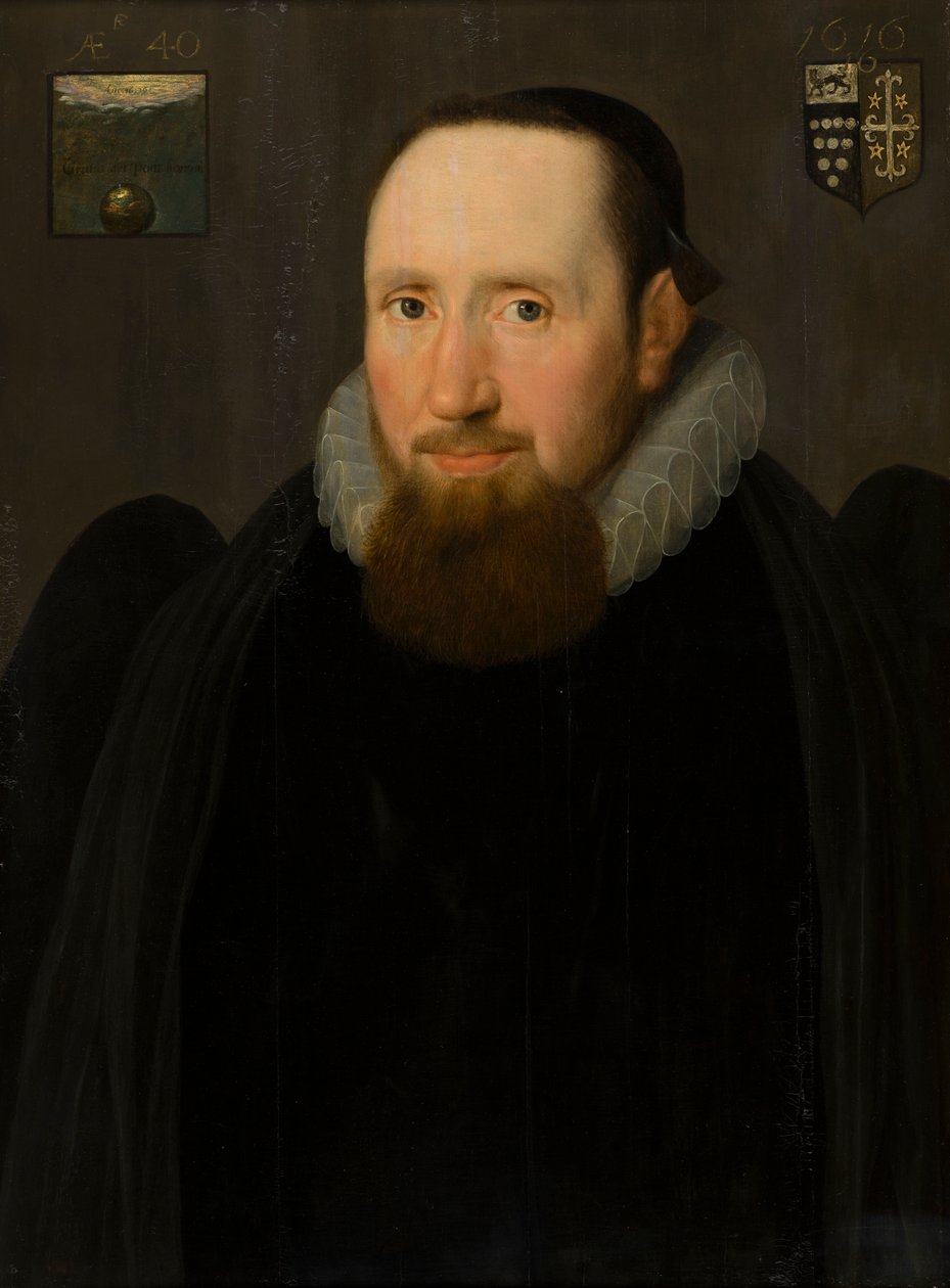 Portrett av Dr. John Bridgeman, biskop av Chester, ca. 1616 (olje på panel) av Cornelius I (attr.to) Johnson