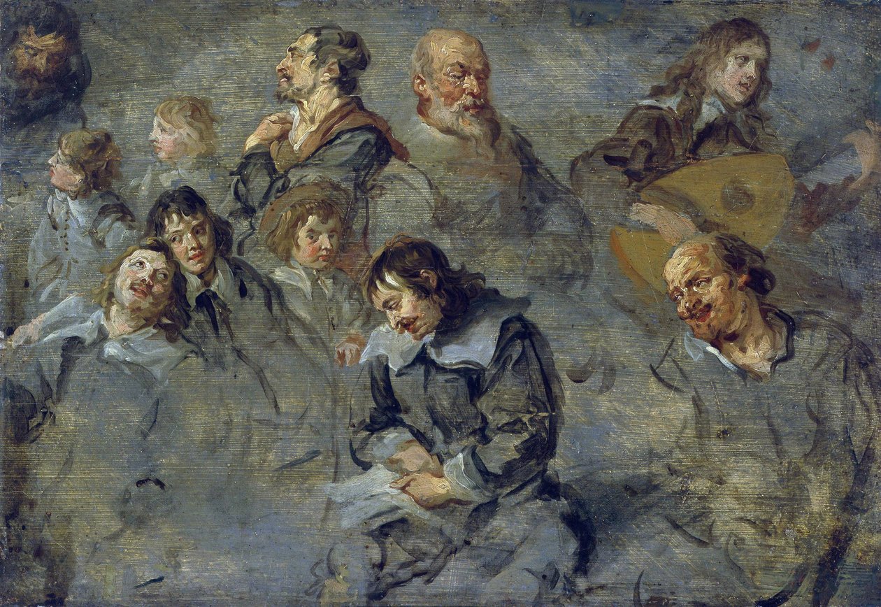 Studier av mannlige hoder av Schut, Cornelis (1597-1655) av Cornelius I Schut