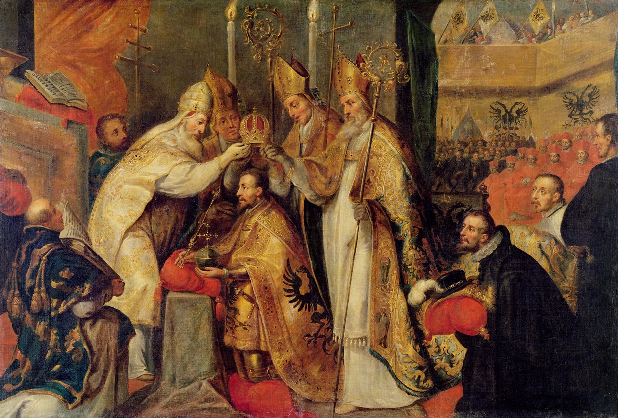 Kroningen av Charles V (1500-58) den hellige romerske keiseren av Cornelius I Schut
